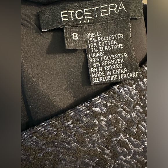 New ETCETERA Baroness Jacquard Dress Shift Sheath Blue Black Geo VNeck Classic - Picture 10 of 12